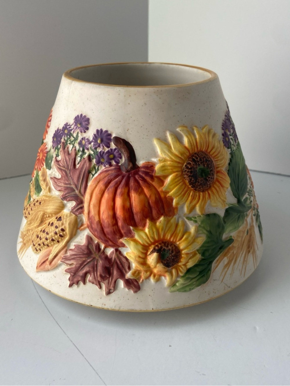 Yankee Candle Large Ceramic Jar Candle Shade Fall Pumpkins Apples Corn Sunflower